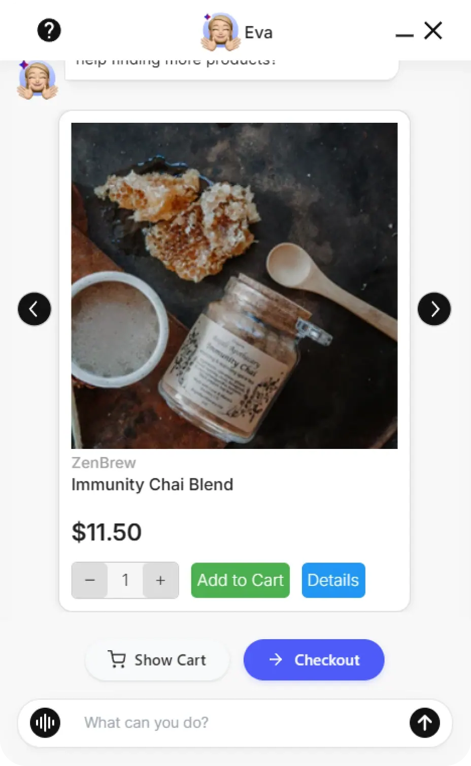 Storefront widget – product card and cart actions