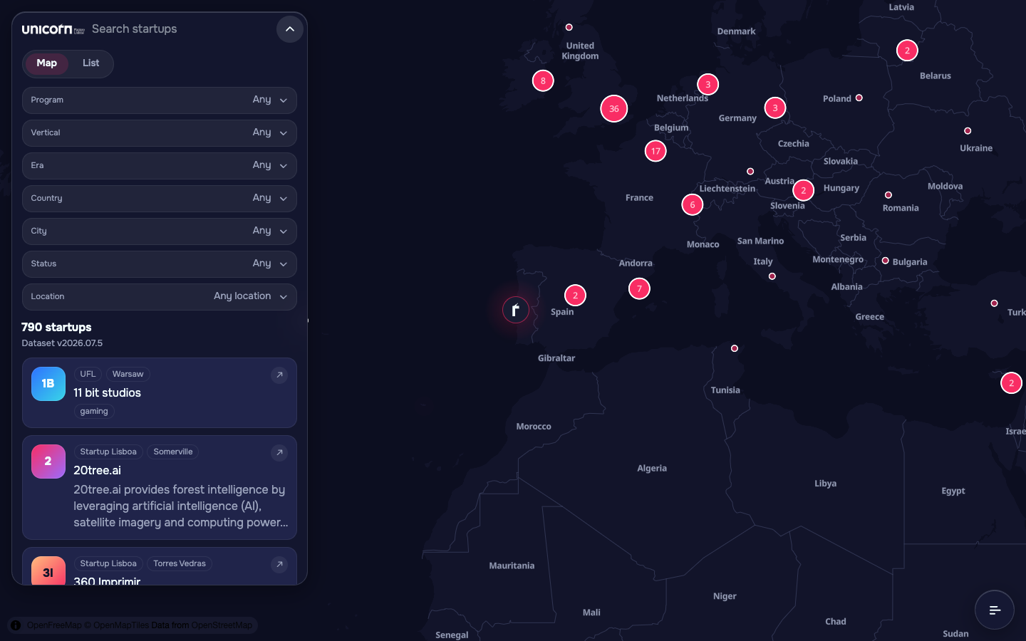 ExploreUFL startup map and directory