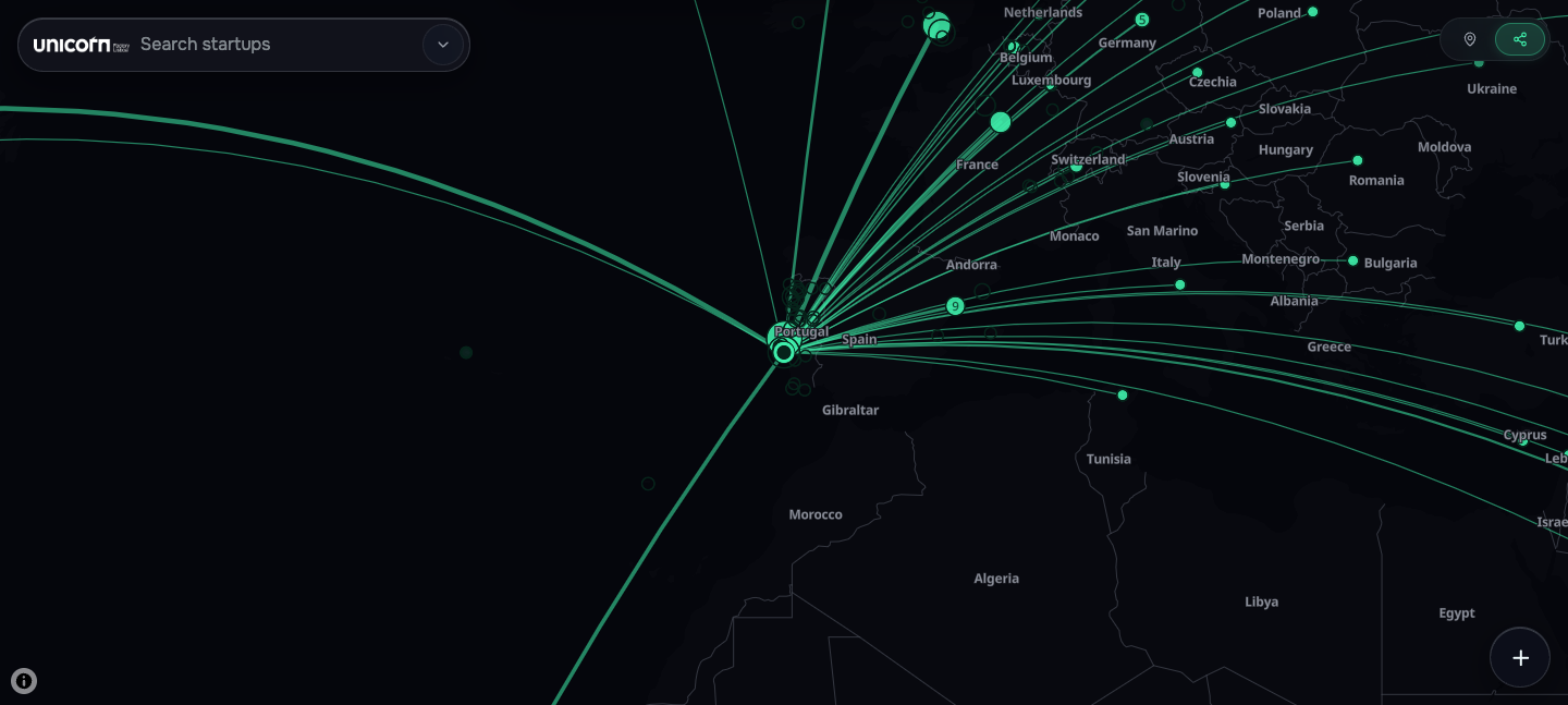 Reach view showing known startup locations